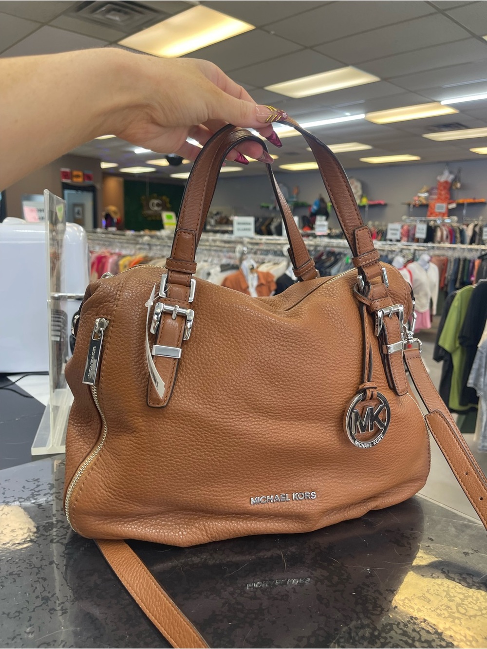 Michael Kors Caramel Brown Pebbled Leather Shoulder Bag